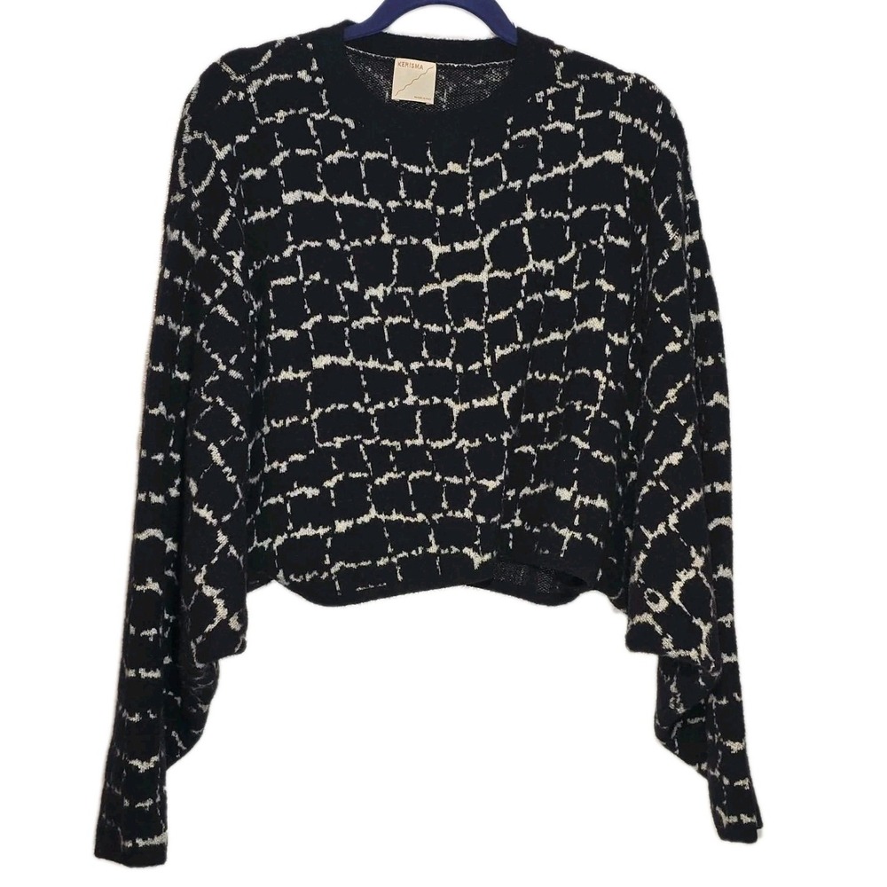 Kerisma Black White Cropped Sweater OS GUC Cozy Chic Boho 🖤✨